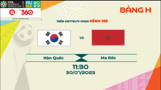 Link trực tiếp bóng đá nữ Hàn Quốc và Morocco (bảng H World Cup nữ 2023)

